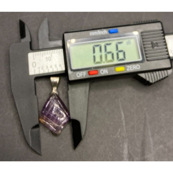 Amethyst Pyramid Shaped Pendant Purple Gemstone 925 Sterling Silver GE Stamped - Picture 9 of 11